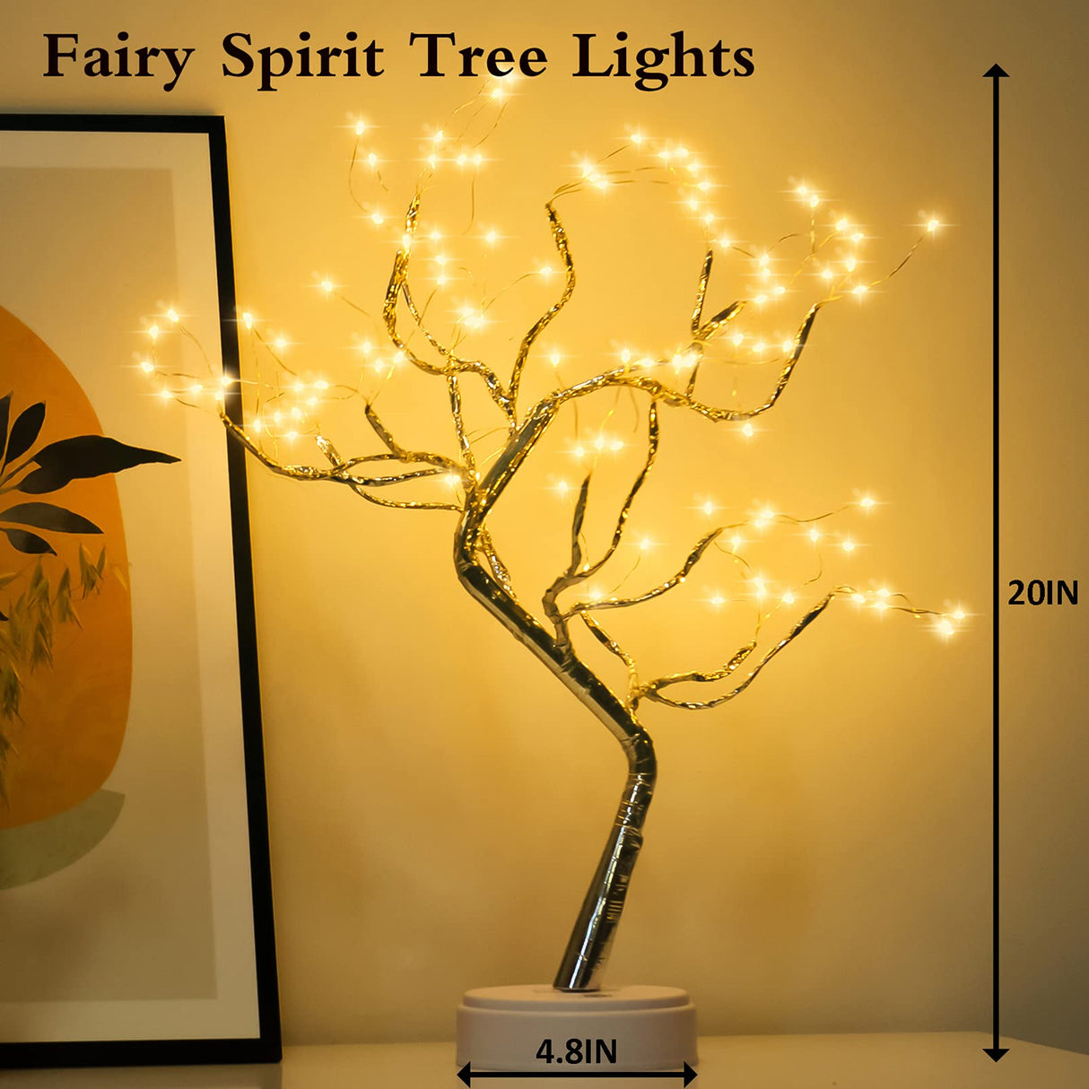 108 LED Sparkly Fairy Tree Lamp, Warm White, Remote Control, USB/Battery, 8 Modes,