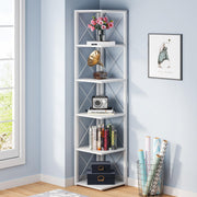 6 Tier Tree Bookshelf, Small Bookcase with Storage Cabinet, Modern Narrow Bookshelves