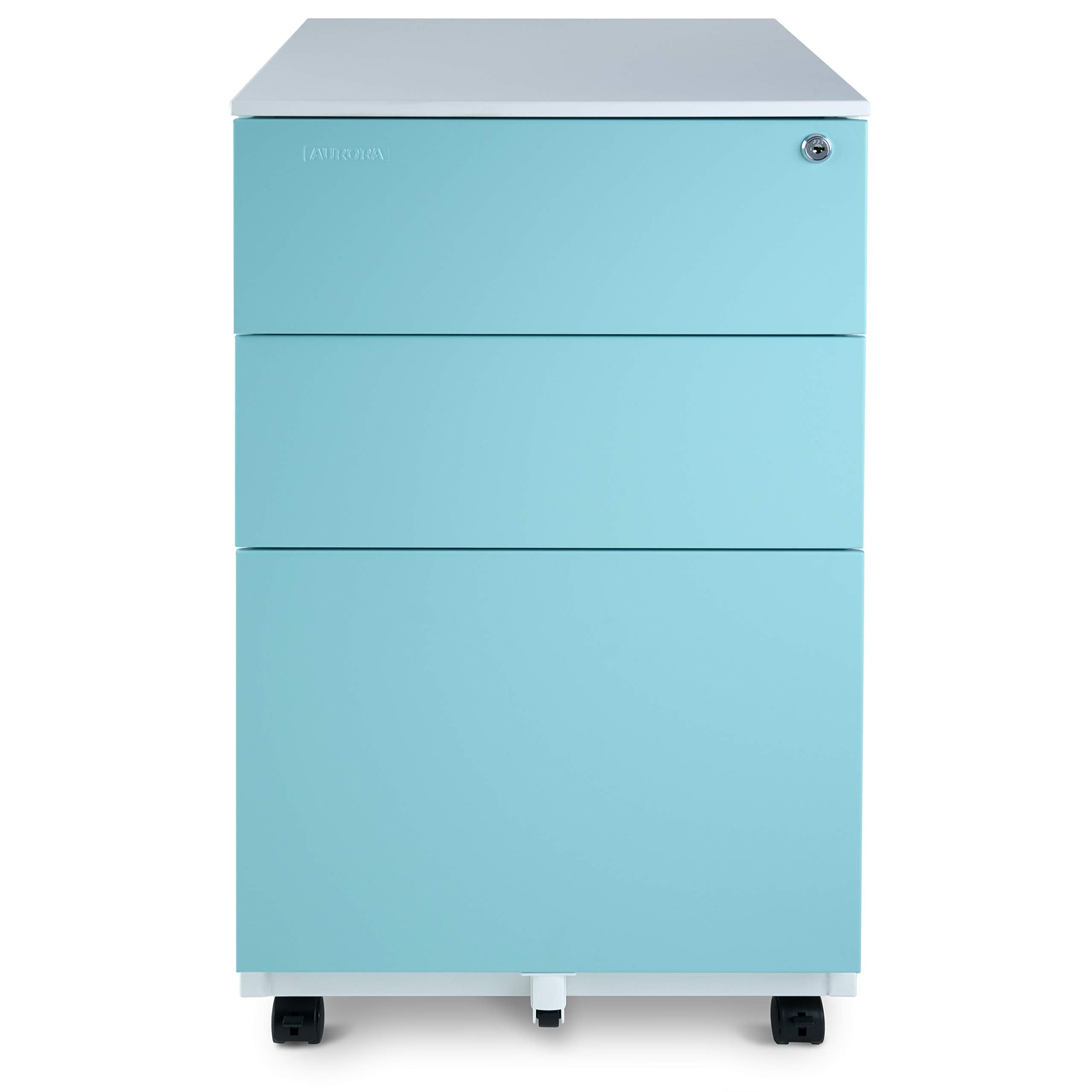 Mobile File Cabinet 3-Drawer Metal with Lock Key Sliding Drawer