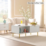 White Coffee Table, 48" Modern Center Table for Living Room