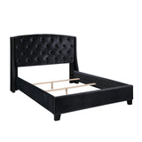 Roundhill Furniture Summit Wingback Tufted Upholstered Bed with Nailhead in Black, King