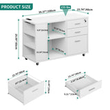 File Cabinet with Charging Station, Mobile Lateral Filing Cabinet with Lock