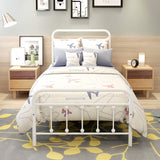 Metal Twin Bed Frame with Vintage Headboard and Footboard