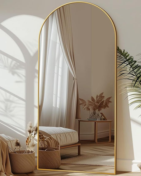 Full Length Mirror,76"x34" Arched Full Body Mirror,Floor Mirror with Stand,Body Mirror Standing Hanging Leaning Against Wall