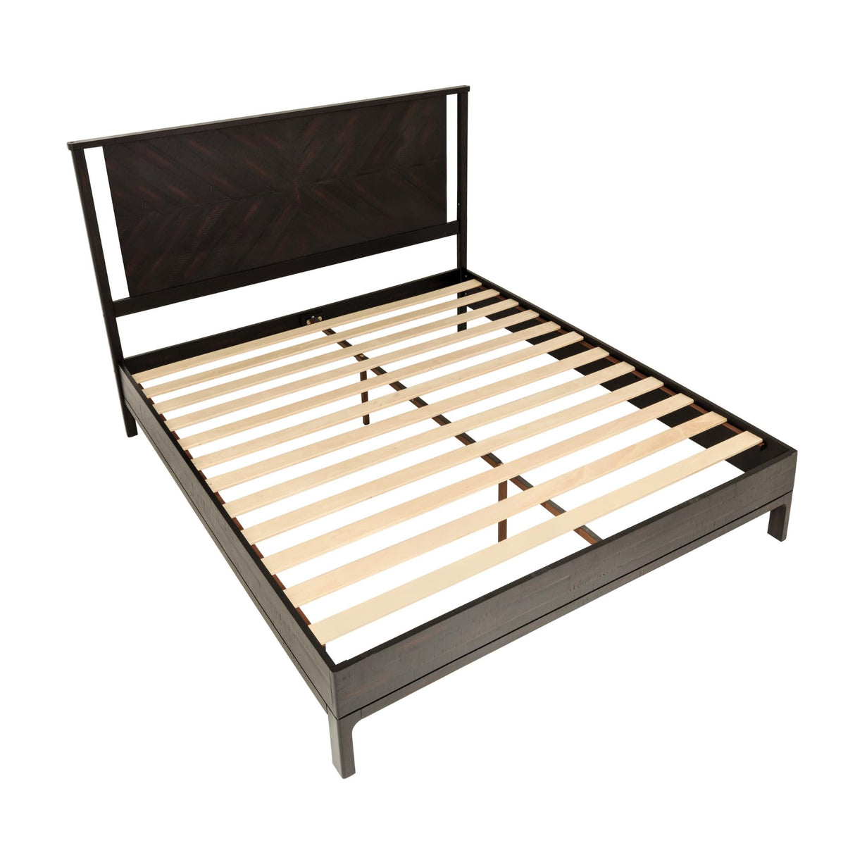 Vivian 14 Inch Deluxe Bed Frame with Headboard, Rustic & Scandinavian Style with Solid