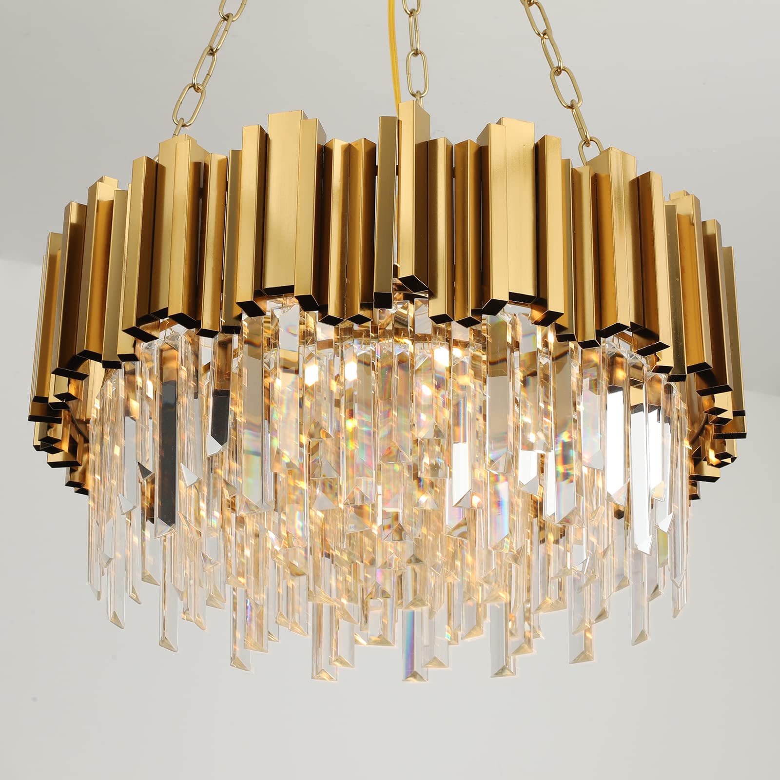 Crystal Chandelier 9 Lights Round W22in + 3 Lights Chandelier W12 for Dining Room Living