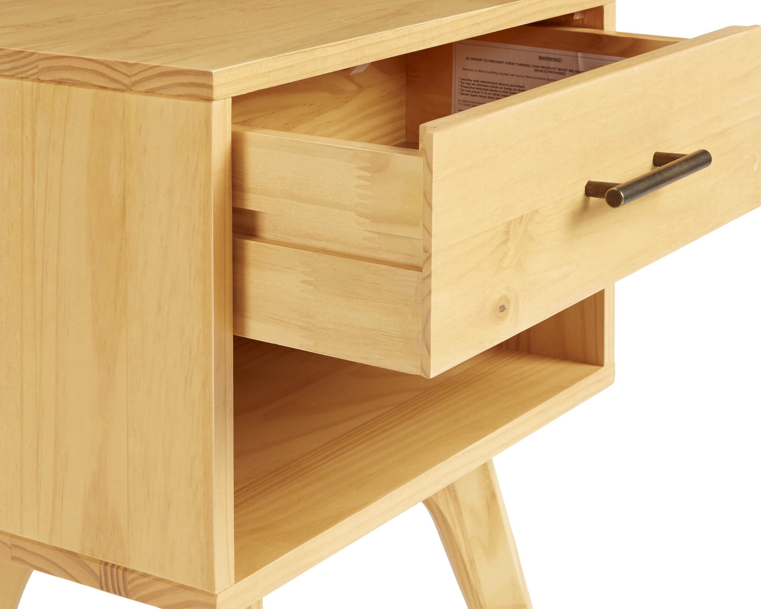 Century Modern One Drawer Nightstand/Constructed of Solid Wood/Oak Finish