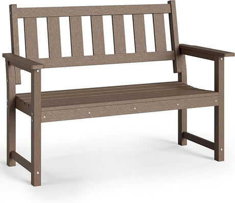 Outdoor Bench, 50’’ All Weather and Fade Resistant Memorial Bench, 2-Person HDPE Garden Bench