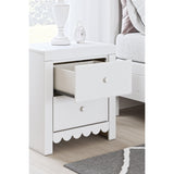 Mollviney Minimalist 2 Drawer Nightstand with USB Ports, White