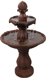 35" 2-Tier Solar Water Fountain - Outdoor Water Fountain with Battery Backup and Pump - Black