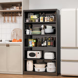 5 Tier Metal Bookshelf, 66" Tall Bookcase, Adjustable Bookshelves and Bookcases