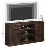 66" Farmhouse TV Stand with Power Outlets for 75 65 Inch TVs, 33" Tall Entertainment