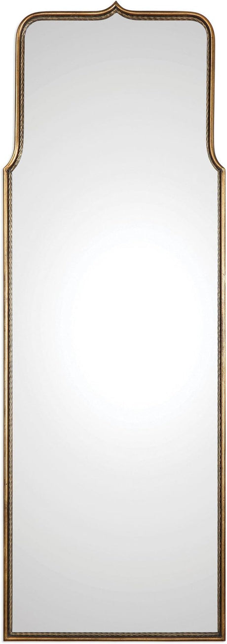 Tall Gold Curved Arch Full Length Wall Mirror | 69" Moroccan Arabesque Floor