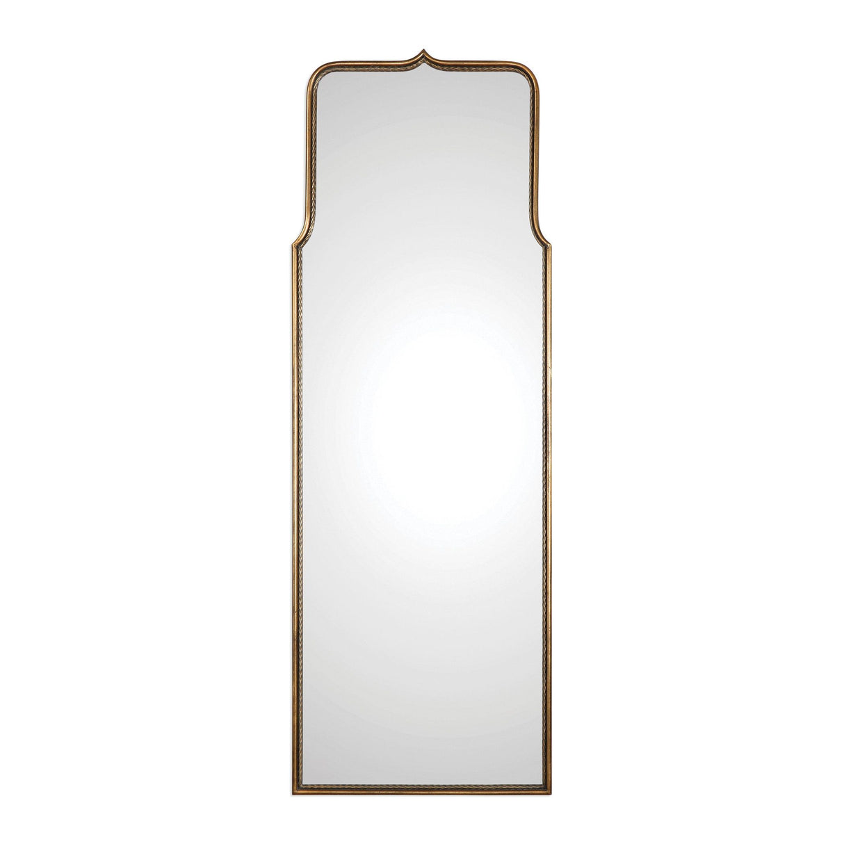 Tall Gold Curved Arch Full Length Wall Mirror | 69" Moroccan Arabesque Floor