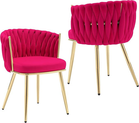 Dining Chairs Set of 2 Velvet Modern Dining Room Chairs with Sturdy Golden Metal Legs