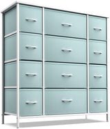 Kids Dresser with 12 Drawers - Chest Organizer Unit with Steel Frame Wood Top & Handle