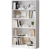 Soohow White Bookcase,Bookshelf for Bedroom,60 inches Tall Wood Book case Book Shelves,5 Shelf Book Shelves for Living Room Office