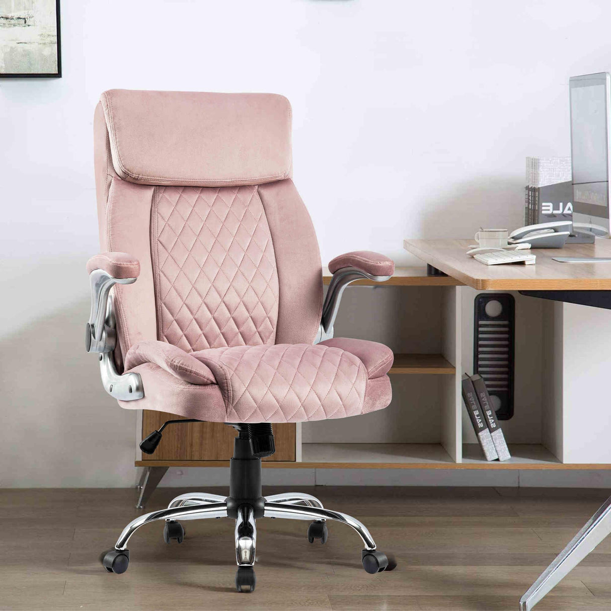 Ergonomic Home Office Desk Chair with Velvet Fabric - Swivel Executive Office Chair