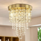 Modern Round Crystal Chandelier Ceiling Light,3 Light Crystal Flush Mount Small