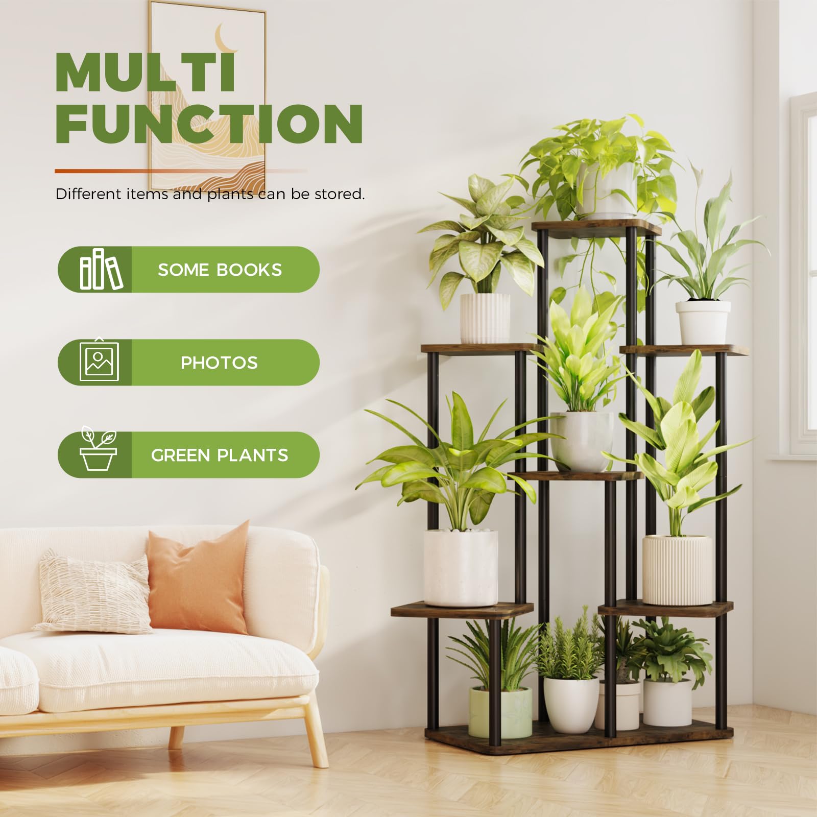 VerdeLuxe 7-Tier Tall Metal Plant Stand