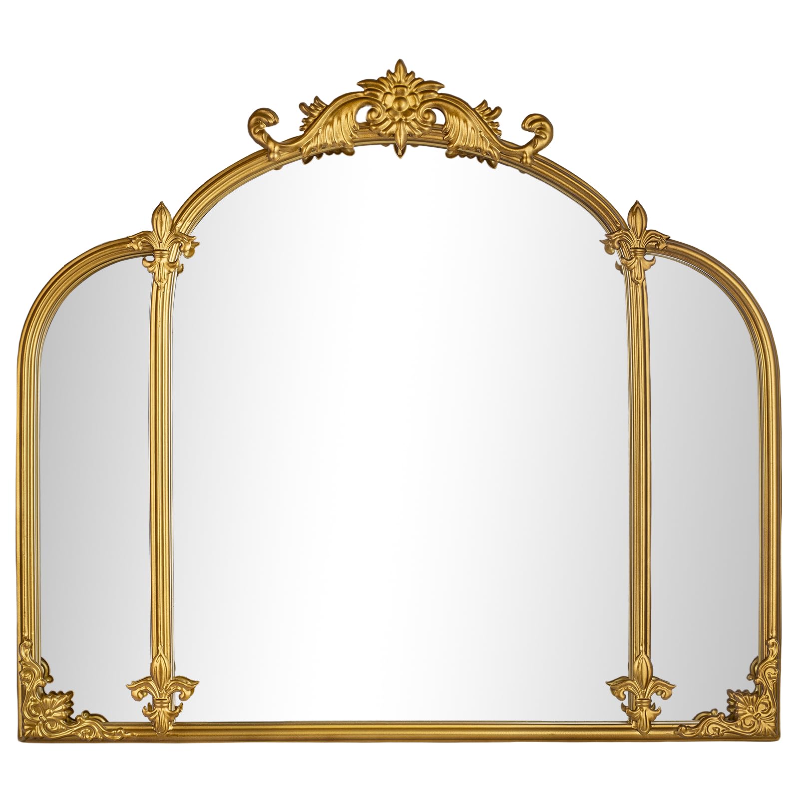 24"x22" Gold Arch Wall Mirror, Vintage Ornate Baroque Mirror with Metal Frame