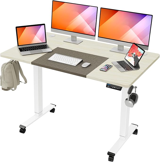 55x28 Inches Electric Height Adjustable Standing Desk, Sit Stand Desk with Memory Controller