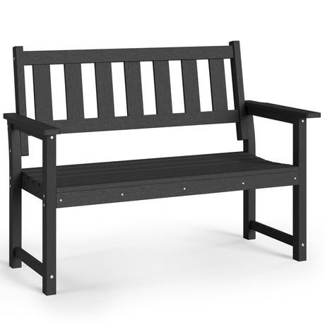 Outdoor Bench, 50’’ All Weather and Fade Resistant Memorial Bench, 2-Person HDPE Garden Bench