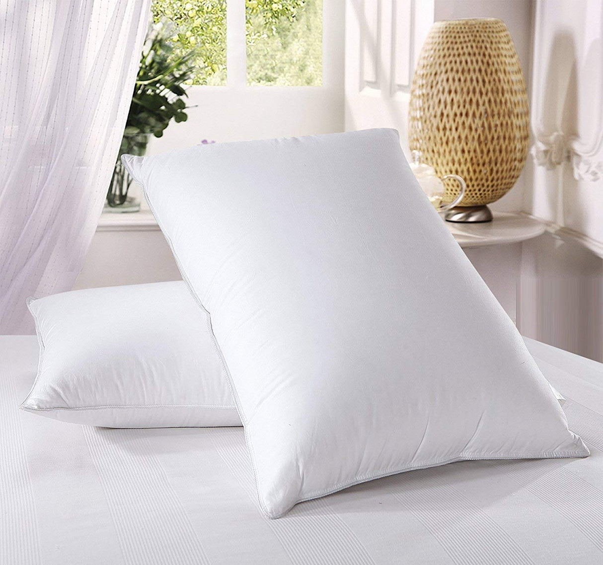 Down Pillow - 500 Thread Count 100% Cotton, Down, King Size, Extra Firm, Set of 2