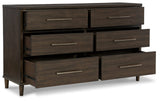 Design by Ashley Wittland Mid-Century Modern 6 Drawer Dresser, Dark Brown