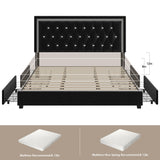 Full Size Bed Frame with 4 Storage Drawers and Adjustable Headboard, Modern