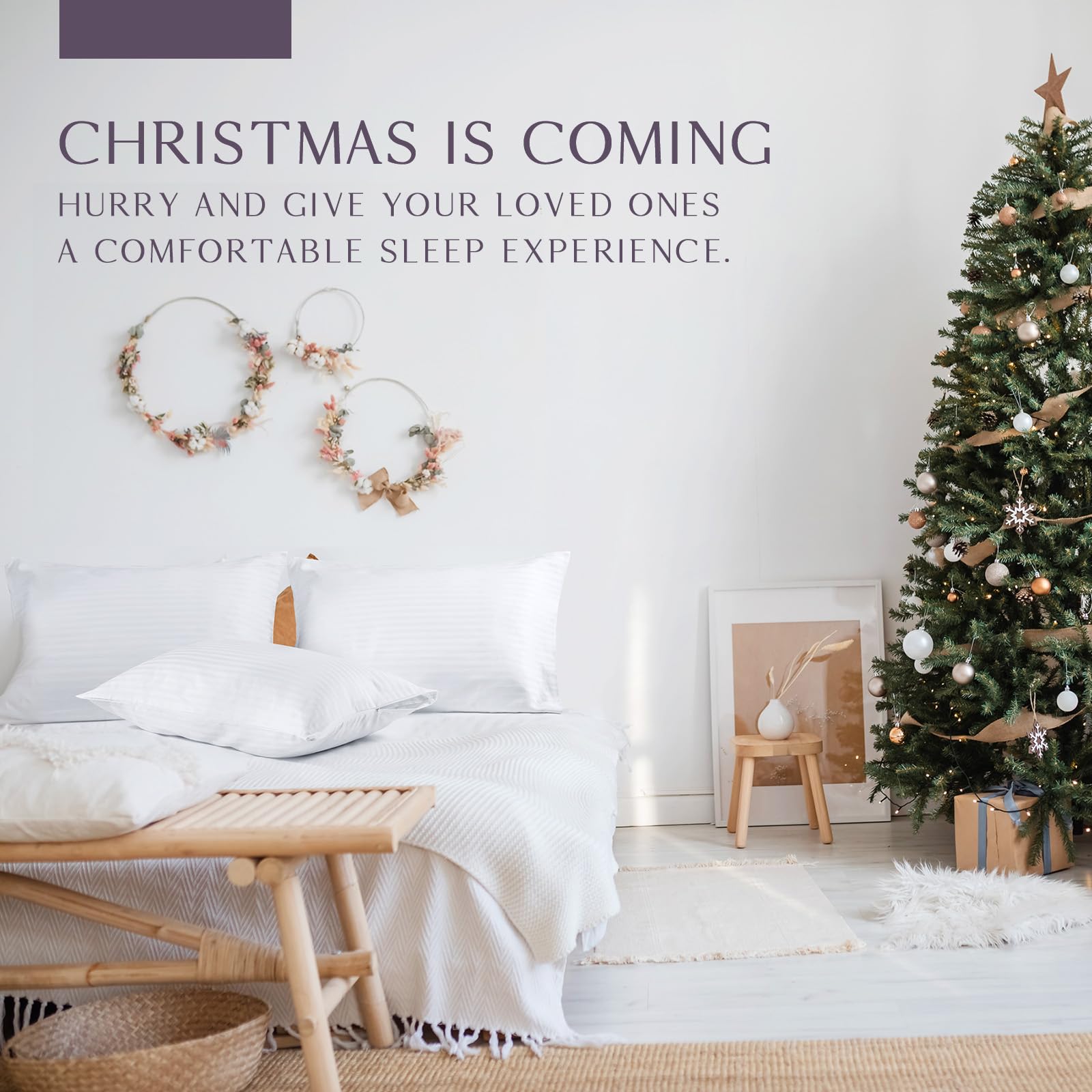 FAUNNA Zippered Pillow Protectors Cover Soft Comfortable Sateen 100% Long Staple Cotton Quiet and Breathable Bed Pillowcase King Size 4 Pack(20x36)