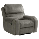 ding Calvin 41" Wide Reclining Chair | Easy to Clean Gray Upholstery Accent Armchair, Living Room Loung Chaise, Grey