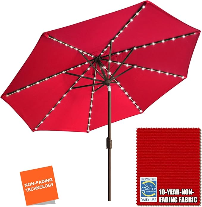 USA 10-Year-Non-Fading Solar 9ft Market Umbrella