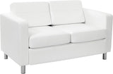 Pacific Loveseat with Padded Box Spring Seats and Silver Finish Legs