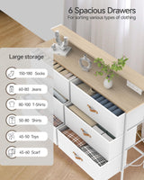 47.2" W White Dresser for Bedroom with Charging Station and LED Lights