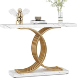 Console Table with Geometric Frame, 40 Inch Entryway Sofa Table Narrow Long,