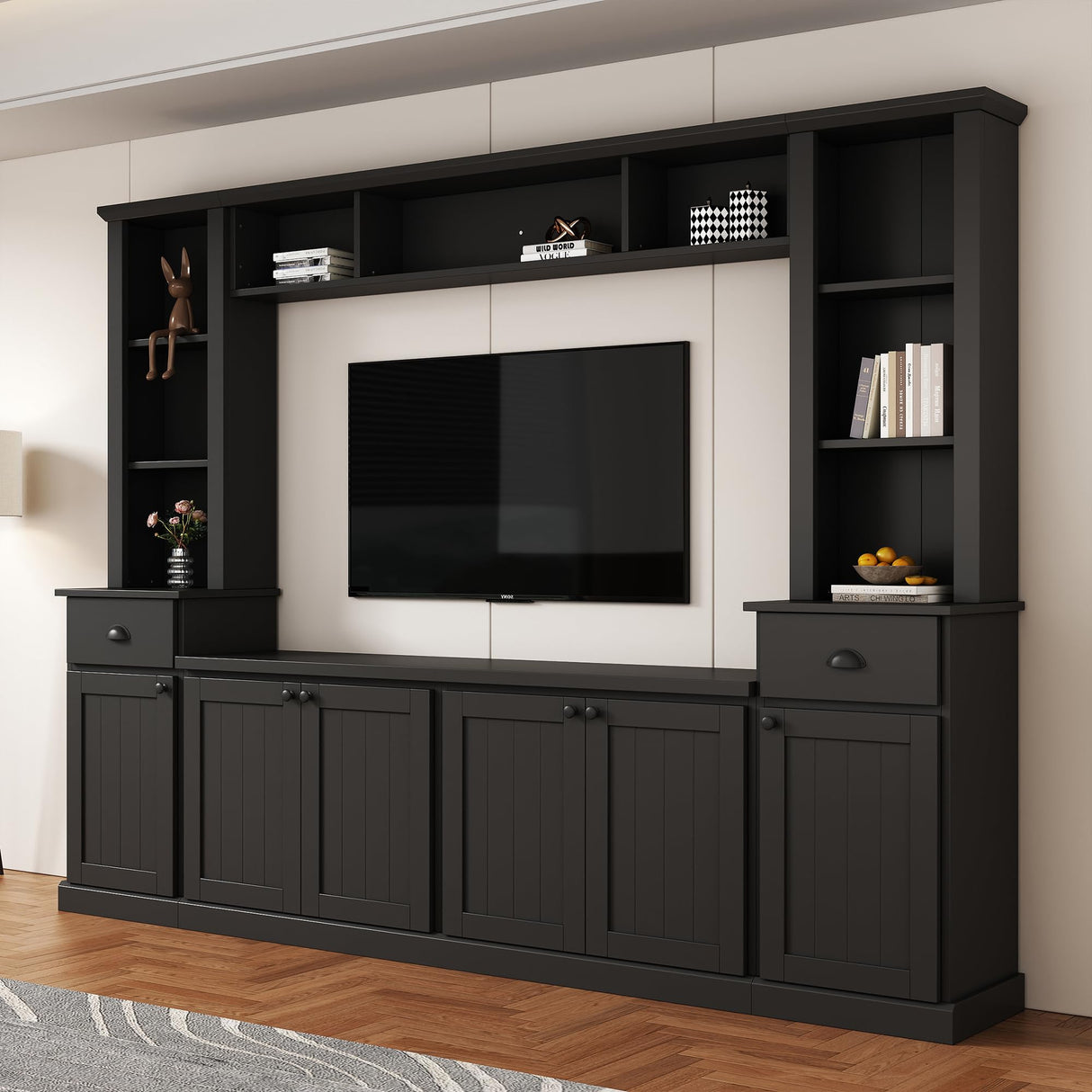 Modern TV Stand Set with Adjustable Bridge - 75" Entertainment Center