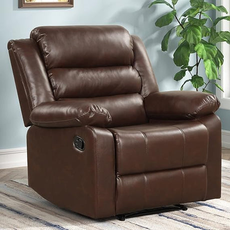 Manual Recliner Chair, Breathable PU Leather Reclining Chair, Extra Wide Recliners