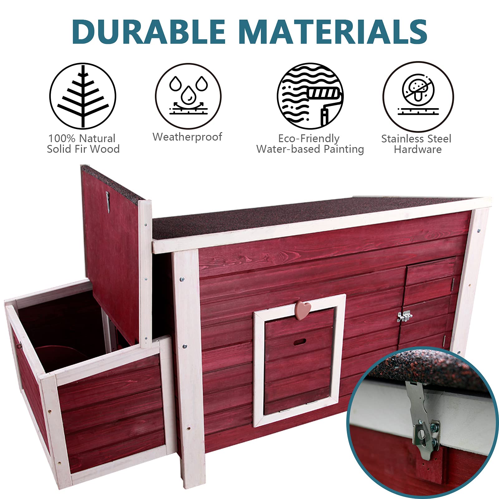 Chicken Coop with Nesting Box, Outdoor Hen House with Removable Bottom