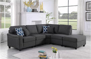 5 Piece Modular L-Shape Sectional Sofa with Ottoman, Dark Gray