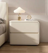 Modern Leather Bedside Table, Solid Wood Bedroom Feel, Safety Free, Fully Furnished