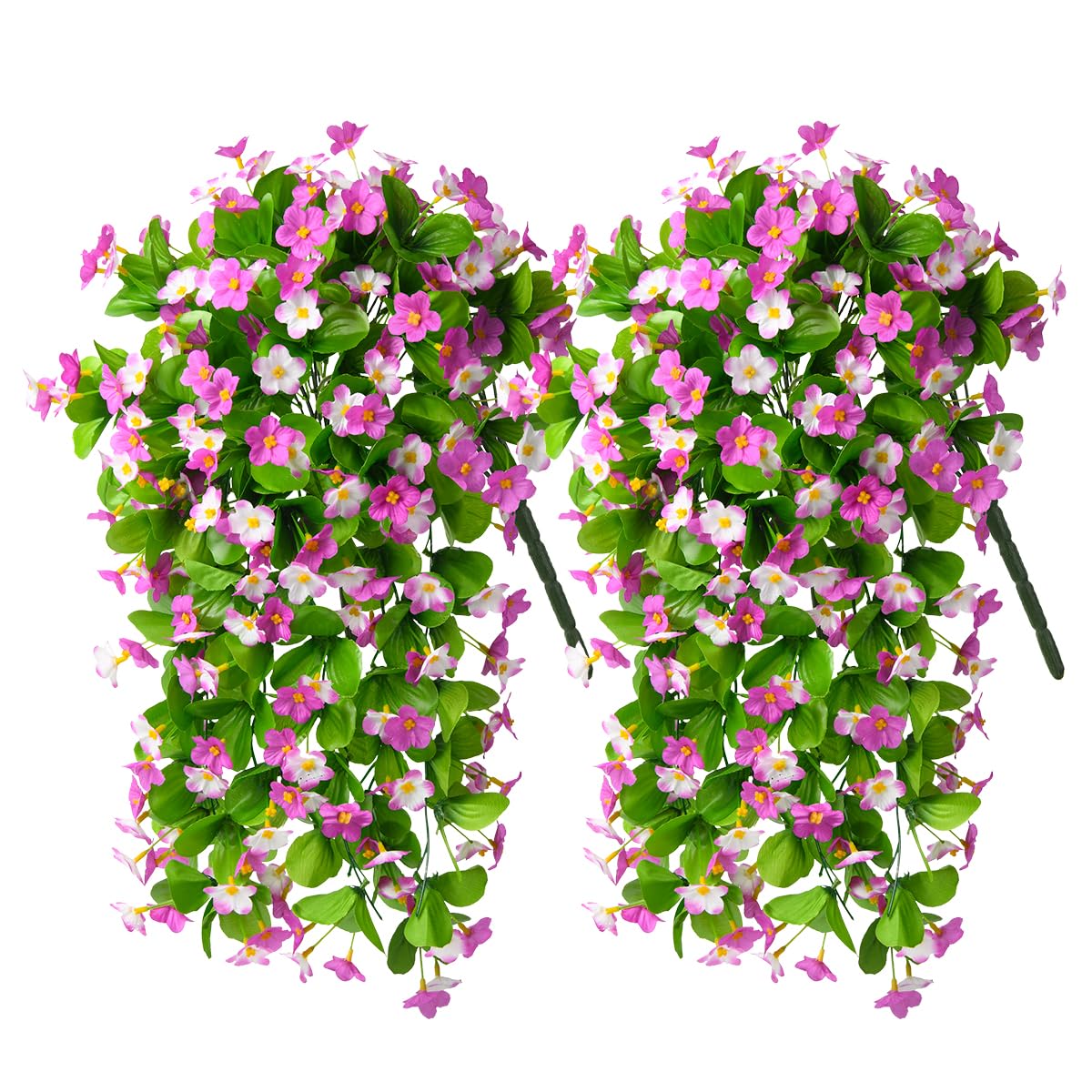ZFProcess 2 Pack Artificial Hanging Flowers, Fake Flowers Hanging Plant Violet Flower, Artificial Faux Silk Spring Flower for Wall Front Door Yard Garden Wedding Outdoor Decoration(Purple)