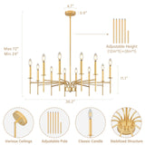 12 Light Gold Chandelier Light Fixture, Modern Farmhouse Chandeliers