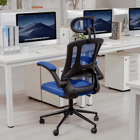 Home Office Desk Chair - Ergonomic Computer Chair with Adjustable Flip-Up Armrests