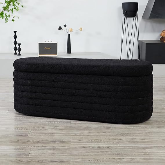 17.5'' Round Ottoman Foot Stool Fabric Storage Footrest Vanity Stool Chair