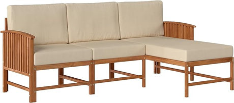 Modern 3-Piece Solid Wood Patio Sectional