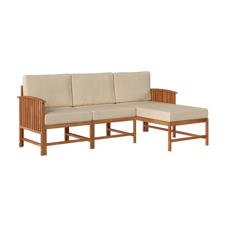 Modern 3-Piece Solid Wood Patio Sectional