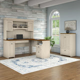 Fairview L Shaped Desk with Hutch and Storage Cabinet with File Drawer