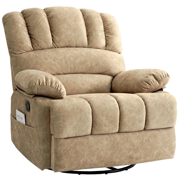 KOLECOLE 40" Oversized Rocker Recliner Chair for Adults,360°Swivel Rocking Recliners for Big and Tall,Manual Glider Chairs for Living Room,Overstuffed Seat and Breathable Fabric (Beige)