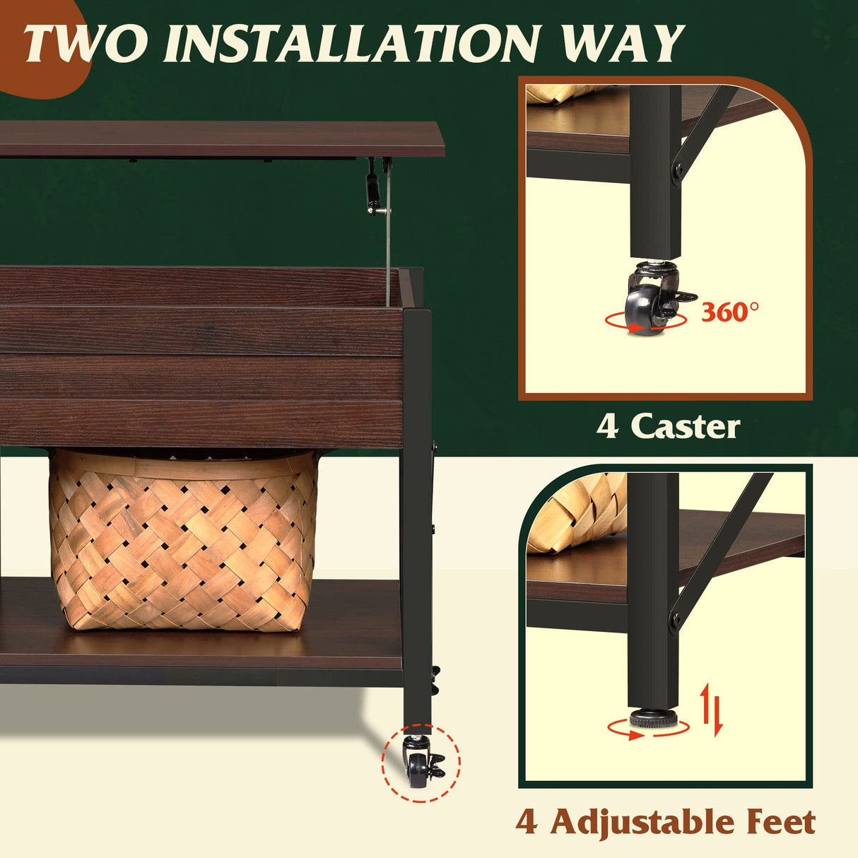 Coffee Table, 41" Lift Top Coffee Table with Hidden Compartment